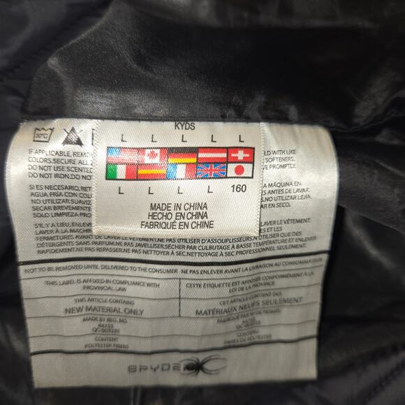 Spyder Kids L 12/14 Jacket Large Black Boundless Quilted Puffer Coat Packable - Picture 7 of 11